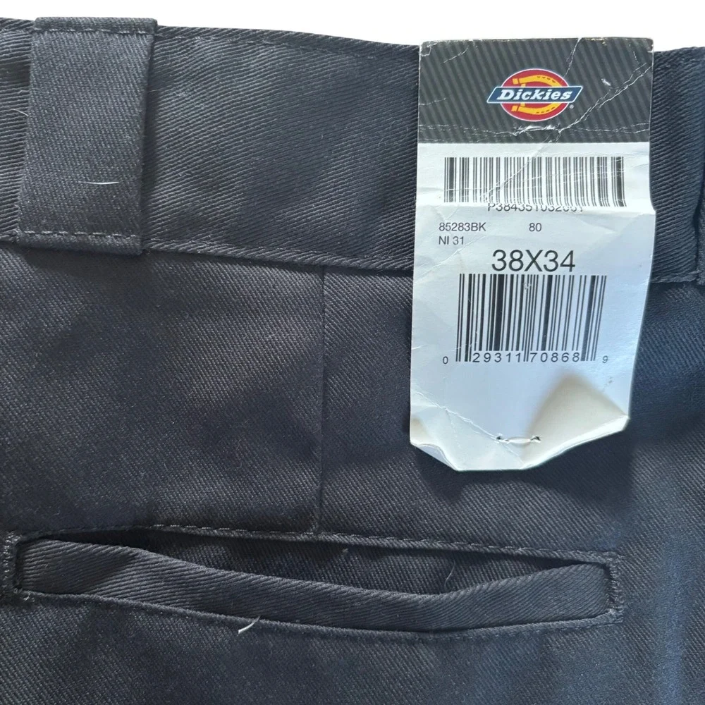 Dickies Men's 85283 Loose Fit Double Knee Cell Phone Pocket Blk Work Pants 38x34
